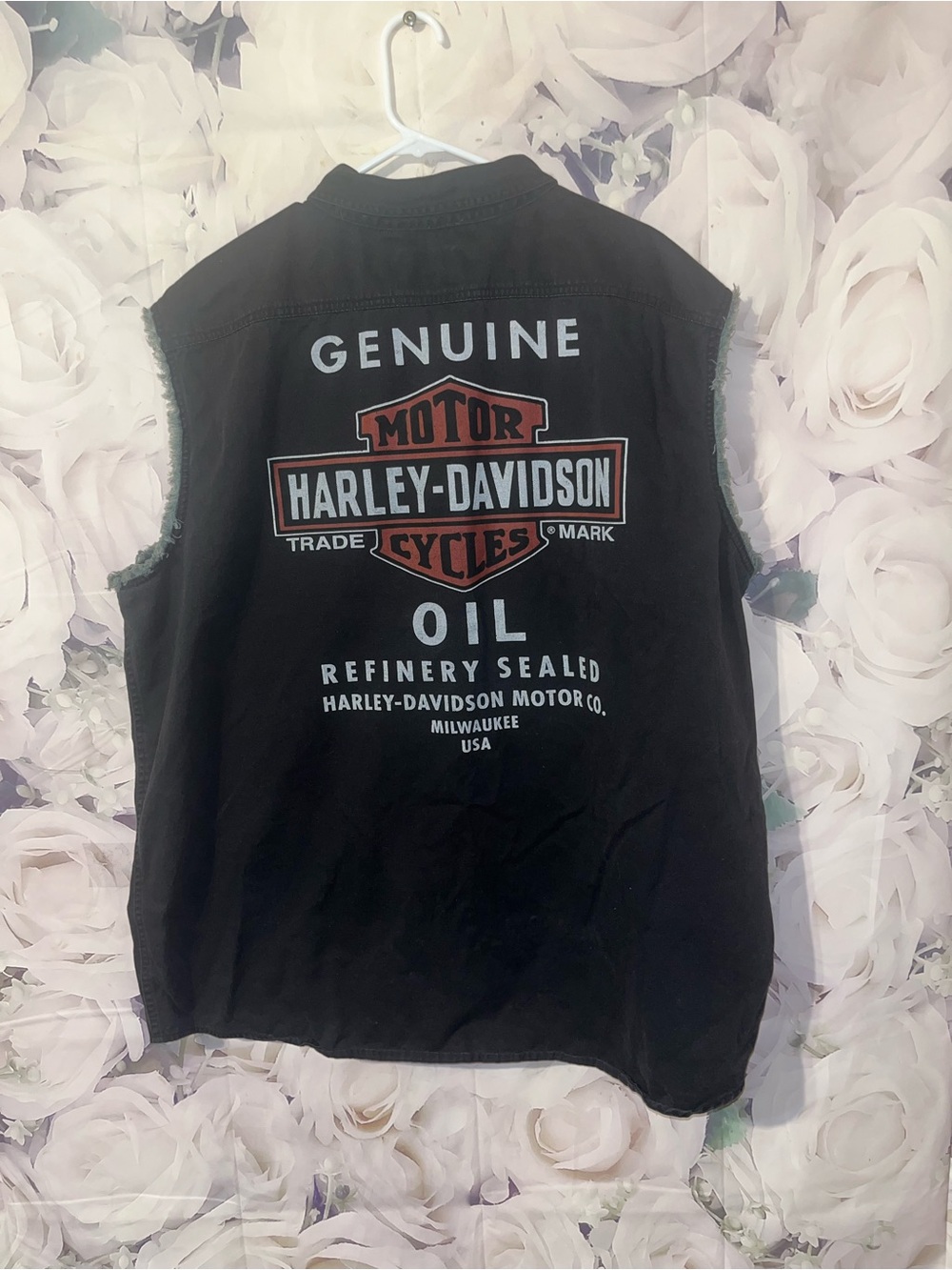 Harley-Davidson Shirt Mens Black Sleeveless Button Front Biker Vest 3XL